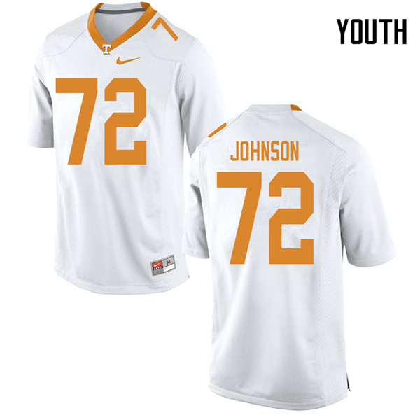 Youth #72 Jahmir Johnson Tennessee Volunteers College Football Jerseys Sale-White